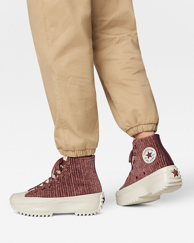 Pánské Vysoké Converse ​Run Star Hike Velour Unisex Tmavě Vínové | 3601-ZMGLO